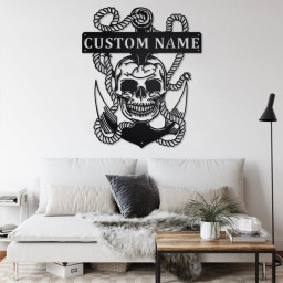 Custom Skull And Anchor Metal Wall Art, Personalized Anchor Name Sign Decoration For Room, Anchor Metal Home Decor, Custom Anchor, Anchor