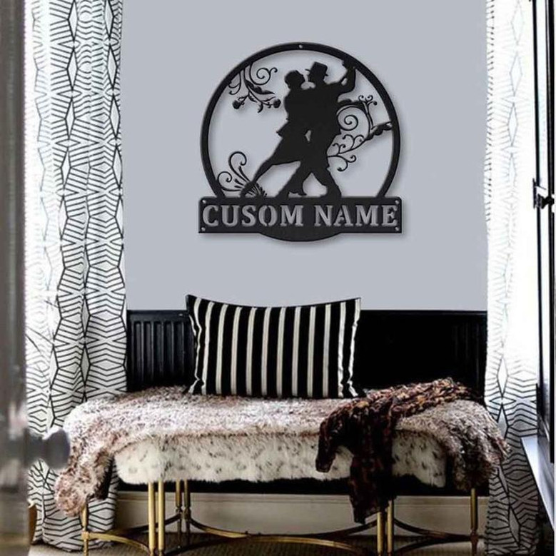 Personalized Tango Dance Monogram Metal Sign Art , Custom Tango Dance Metal Sign, Tango Dance Lover Sign Decoration For Living Room