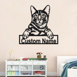Custom Bengal Cat Metal Wall Art, Personalized Bengal Cat Name Sign Decoration For Room, Bengal Cat Home Decor, Custom Bengal Cat