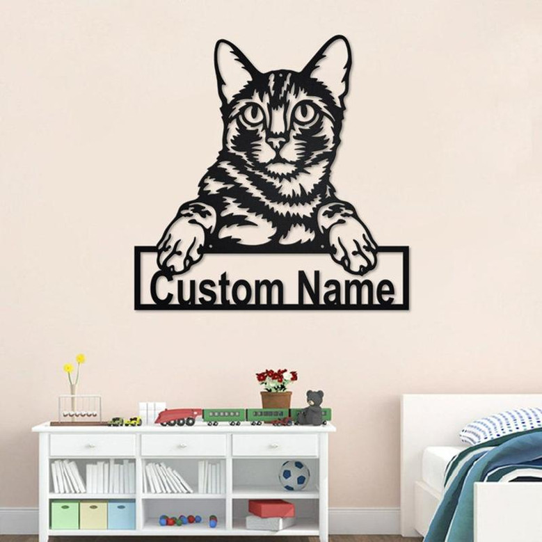 Custom Bengal Cat Metal Wall Art, Personalized Bengal Cat Name Sign Decoration For Room, Bengal Cat Home Decor, Custom Bengal Cat