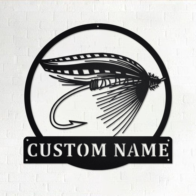 Custom Fly Fishing Metal Wall Art, Personalized Fly Fishing Name Sign Decoration For Room, Fly Fishing Home Decor, Custom Fly Fishing