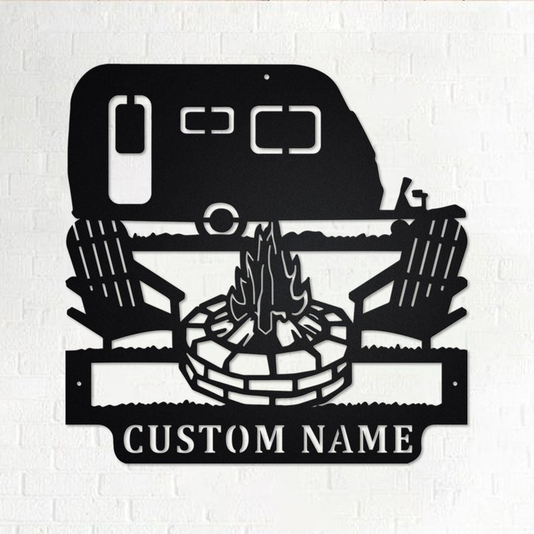 Custom Camping Car Metal Wall Art, Personalized Camper Name Sign Decoration For Room, Camping Car Metal Home Decor, Custom Camping Car