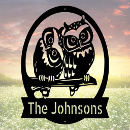 Personalized Owl Metal Sign, Outdoor Decor