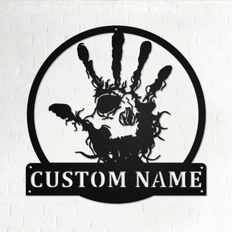 Custom Hand Skull Tribal Eye Fingers Metal Wall Art, Personalized Hand Skull Name Sign Decoration For Room, Hand Skull Home Decor,Hand Skull