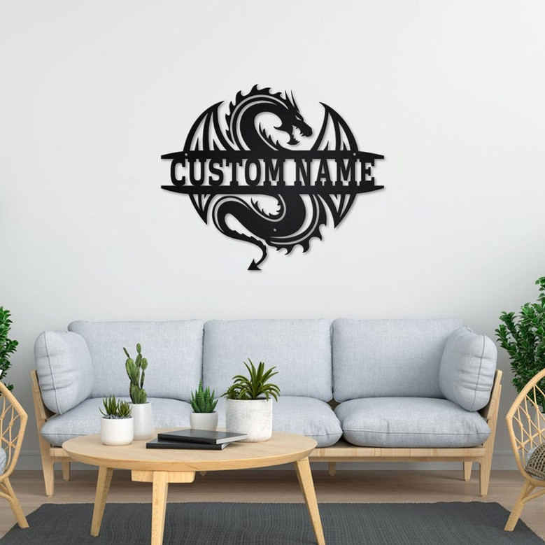 Personalized Dragon Metal Sign | Dragon Metal Wall Art | Office Wall Art | Housewarming Outdoor Metal Sign | Gifts Dragon Lover |