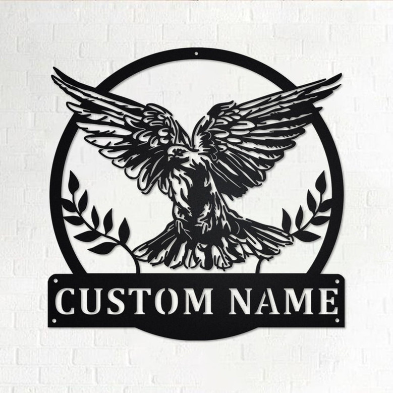 Custom Dove Bird Metal Wall Art, Personalized Dove Bird Name Sign Decoration For Room, Dove Bird Metal Home Decor, Custom Dove Bird