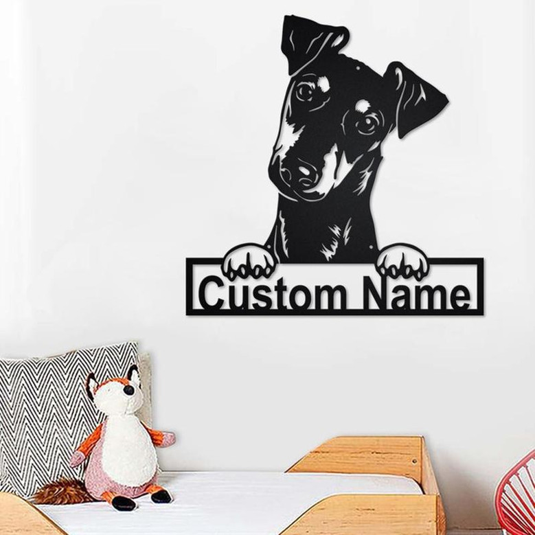 Custom Manchester Terrier Dog Metal Wall Art, Personalized Manchester Terrier Name Sign Decoration For Room, Manchester Terrier Home Decor