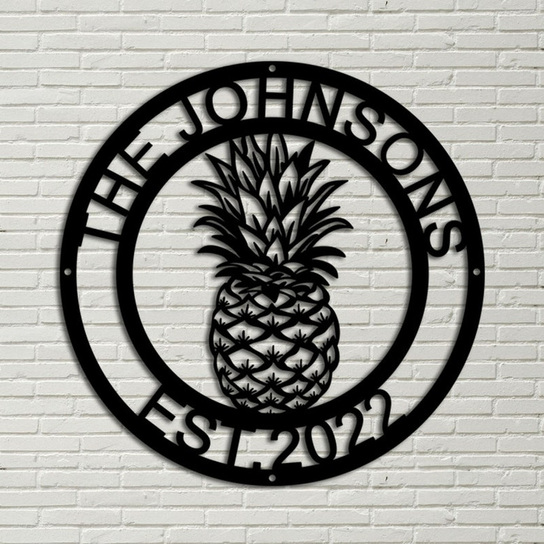 Personalized Pineapple Metal Sign - Housewarming Gift - Personalized Metal Sign - Custom Metal Sign - Pineapple metal sign, Pineapple family
