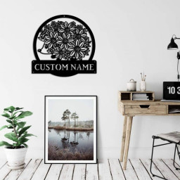Personalized Floral Hedgehog Monogram Metal Sign Art, Custom Floral Hedgehog Metal Sign, Hedgehog Lover Sign Decoration For Living Room