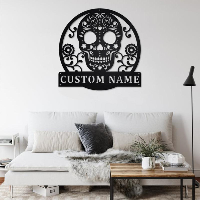 Personalized Sugar Skull Metal Sign | Sugar Skull Metal Wall Art | Sugar Skull Metal wall Decor | Sugar Skull Lover| Custom Sugar Skull