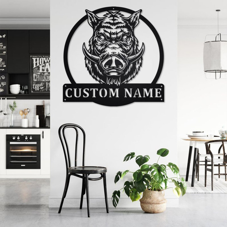 Custom Boar Head Metal Wall Art, Personalized Boar Head Name Sign Decoration For Room, Boar Head Home Decor, Custom Boar Head, Boar Lover
