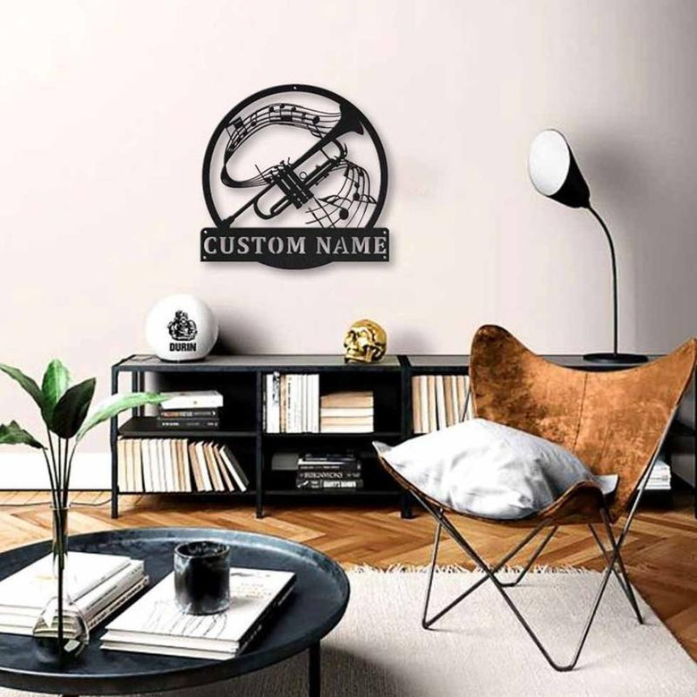 Personalized Trumpet Monogram Metal Sign Art | Custom Trumpet Monogram Metal Sign | Trumpet Gifts for Men | Trumpet Male Gift | Music Gift