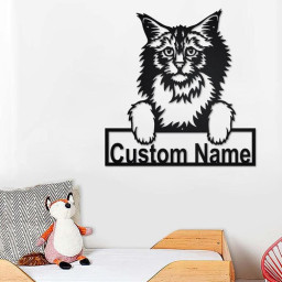 Custom Norwegian Forest Cat Metal Wall Art, Personalized Norwegian Forest Cat Name Sign Decoration For Room, Norwegian Forest Cat Home Decor