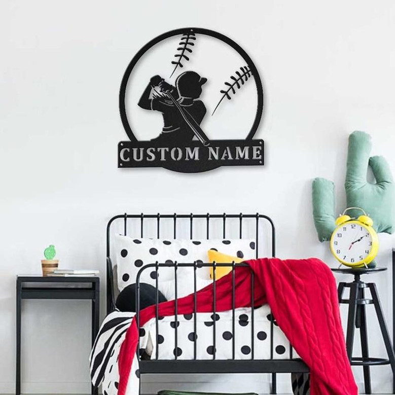 Personalized Softball Monogram Metal Sign Art , Custom Softball Metal Sign, Softball Lover Sign Decoration For Living Room