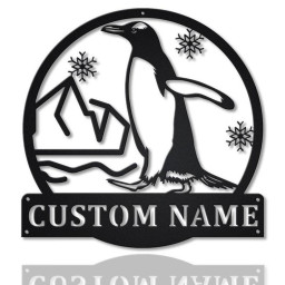 Personalized Penguin Bird Monogram Metal Sign Art | Custom Penguin Bird Metal Sign | Pets Gift | Birthday Gift