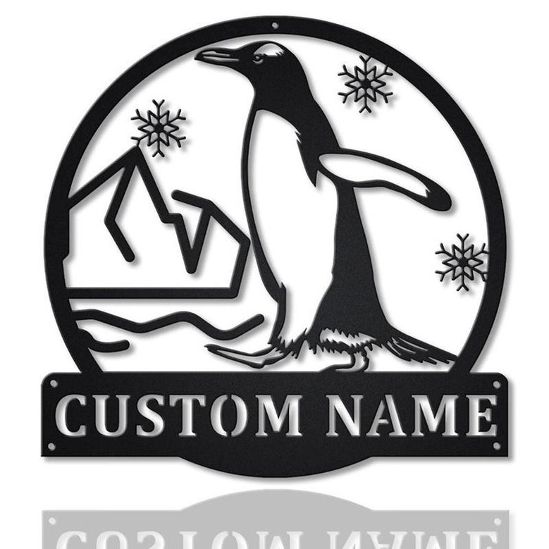 Personalized Penguin Bird Monogram Metal Sign Art | Custom Penguin Bird Metal Sign | Pets Gift | Birthday Gift