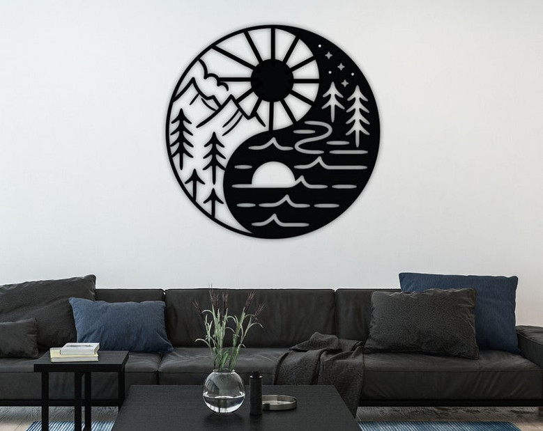Yin Yang-Sun & Moon Metal Wall Decor-Metal Wall Art-Housewarming Gift-Home Decor-Office Decor-Interior Design-Best Seller-Gift for Dad