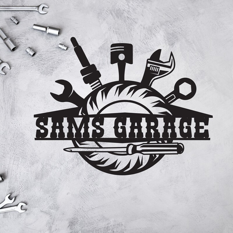 Custom Metal Garage Sign, Personalized Metal Tools Sign, Christmas Gift, Unique Garage Name