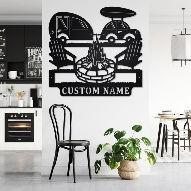 Custom Camping Car Metal Wall Art, Personalized Camper Name Sign Decoration For Room, Camping Car Metal Home Decor, Custom Camping Car