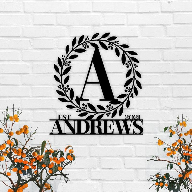 Personalized Family Name Metal Sign, Housewarming Gift, Door Hanger, Wedding Gift, Metal Monogram Sign, Christmas Gift, Last Name Metal Sign