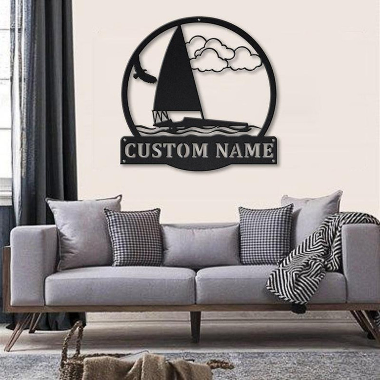 Personalized Iceboat Monogram Metal Sign Art ,Custom Iceboat Metal Sign, Iceboat Lover Sign Decoration For Living Room