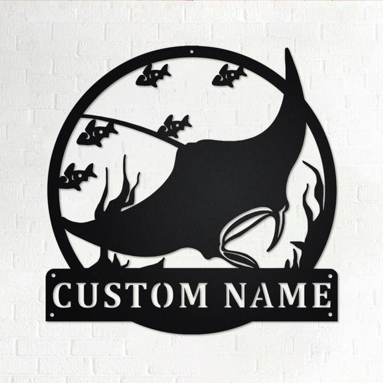 Custom Manta Rays Metal Wall Art, Personalized Manta Rays Name Sign Decoration For Room, Manta Rays Metal Home Decor, Custom Manta Rays