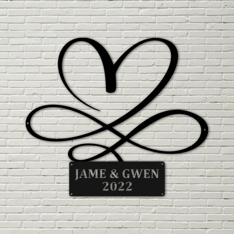 The Infinity Heart Cut Metal Sign
