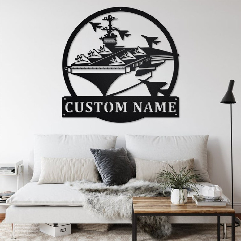 Custom Aircraft Carrier Metal Wall Art, Personalized Aircraft Carrier Name Sign Decoration For Room, Aircraft Carrier Metal Home Decor