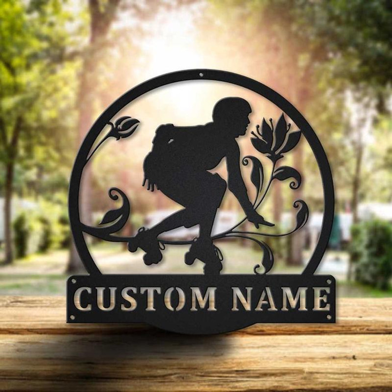 Personalized Roller Derby Monogram Metal Sign Art , Custom Roller Derby Metal Sign, Roller Derby Lover Sign Decoration For Living Room