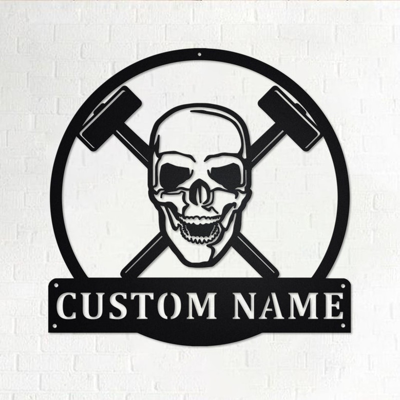 Custom Steelworker Skull Metal Wall Art, Personalized Steelworker Name Sign Decoration For Room, Steelworker Home Decor, Custom Steelworker