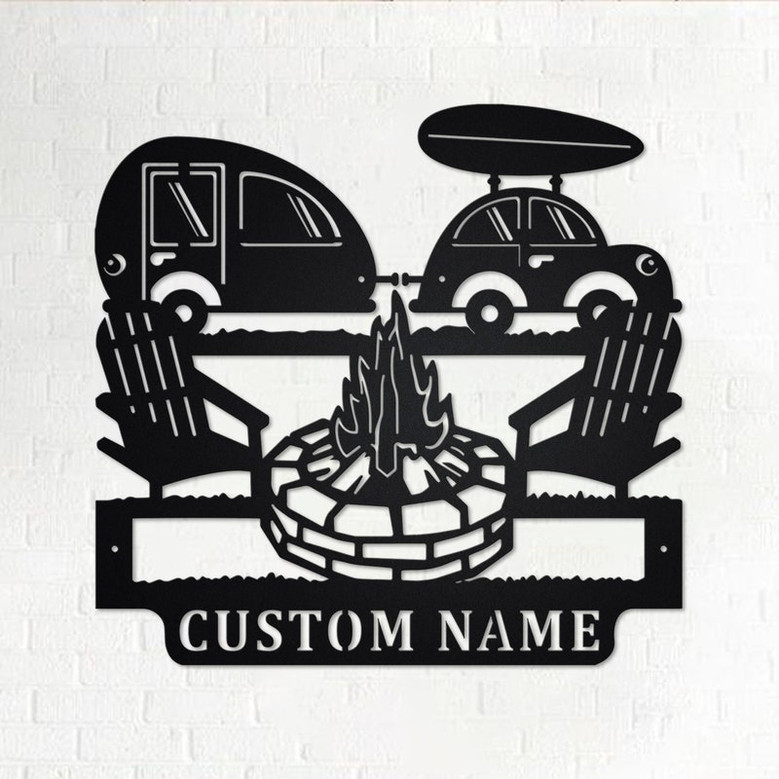 Custom Camping Car Metal Wall Art, Personalized Camper Name Sign Decoration For Room, Camping Car Metal Home Decor, Custom Camping Car