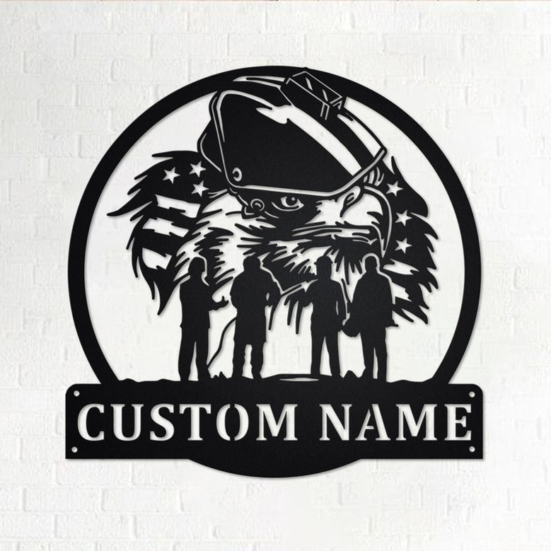 Custom US Eagle Welder Squad Metal Wall Art, Personalized Welder Name Sign Decoration For Room, Welder Squad Metal Home Decor, Custom Welder