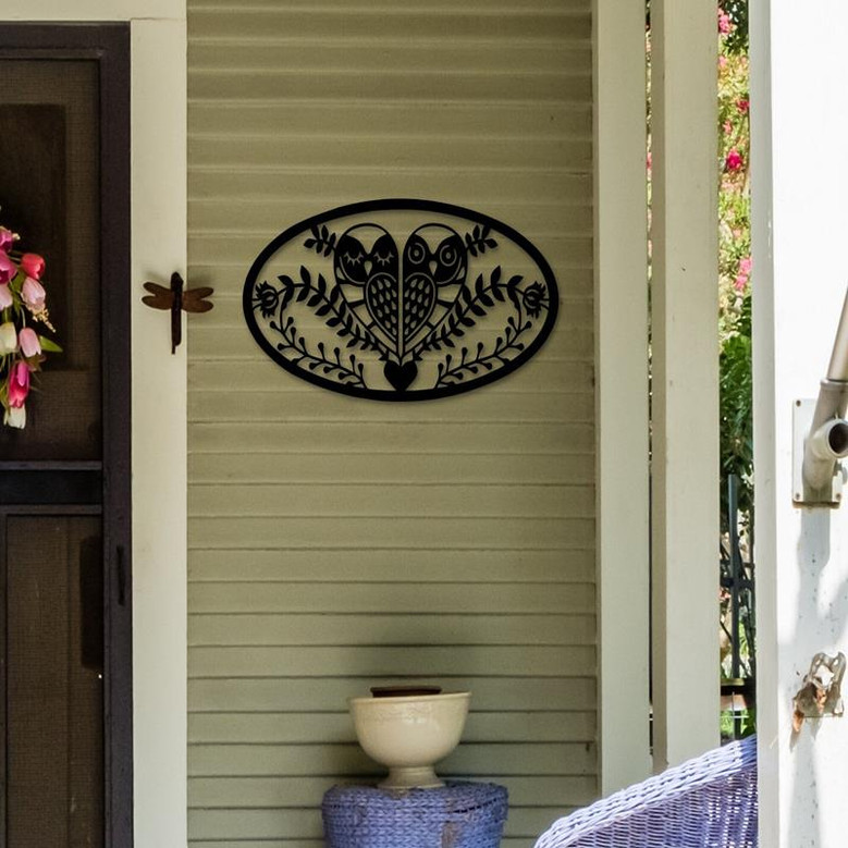 Owl Decor Farmhouse Decor Owl Wall Hanging Owl And Flower Decor Owl Wall Art Metal Wall Decor Living Room Wall Decor Metal Owl Sign