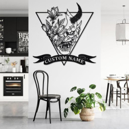 Custom Flowers Demon Devil Metal Wall Art, Personalized Demon Devil Name Sign Decoration For Room, Demon Devil Home Decor,Custom Demon Devil