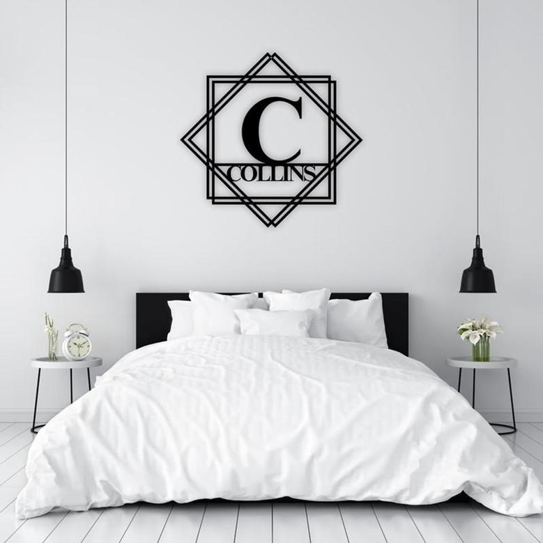 Custom Metal Name Sign, Family Name Sign, Personalized Last Name Sign, Door Hanger, Outdoor Metal Sign, Wedding Gift, Monogram Sign