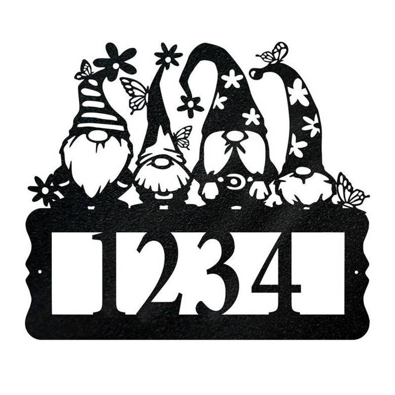 Gnome Address Metal Home Art, Laser Cut Metal Art