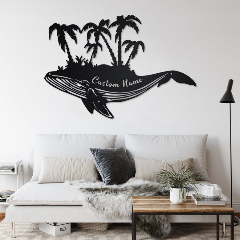 Custom Blue Whale Metal Wall Art, Personalized Blue Whale Name Sign Decoration For Room, Blue Whale Home Decor, Custom Blue Whale,Blue Whale