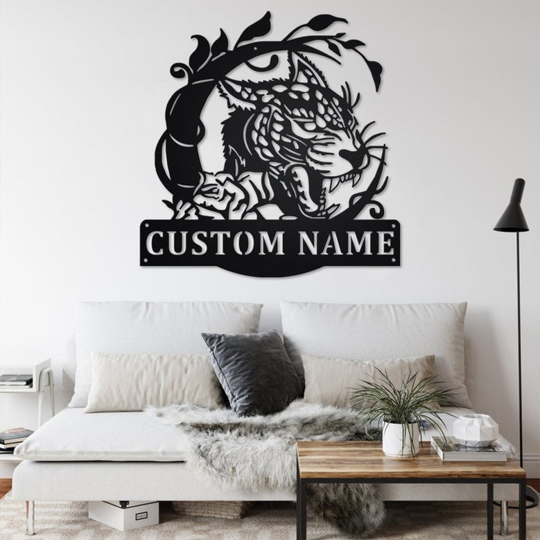 Custom Leopard Animals Metal Wall Art, Personalized Leopard Name Sign Decoration For Room, Leopard Metal Home Decor, Custom Leopard
