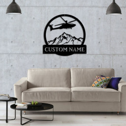 Personalized Helicopter Machine Monogram Metal Sign Art, Custom Helicopter Metal Sign, Helicopter Lover Sign Decoration For Living Room