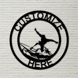 Customizable Metal Surfing Sign, Surfing Decoration, Personalized Metal Surfing Sign, Beach Decor, Longboard Sign