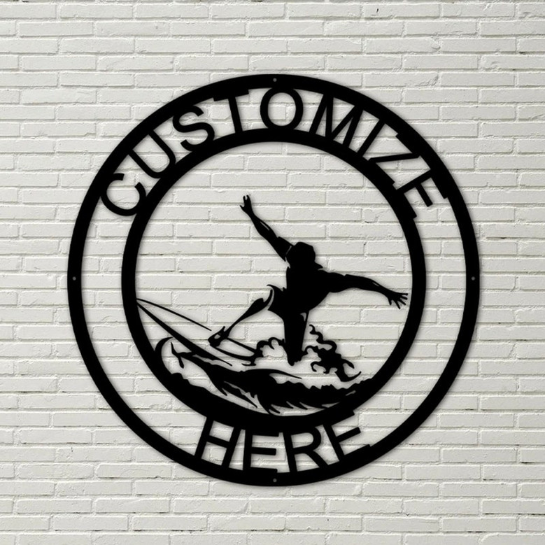 Customizable Metal Surfing Sign, Surfing Decoration, Personalized Metal Surfing Sign, Beach Decor, Longboard Sign