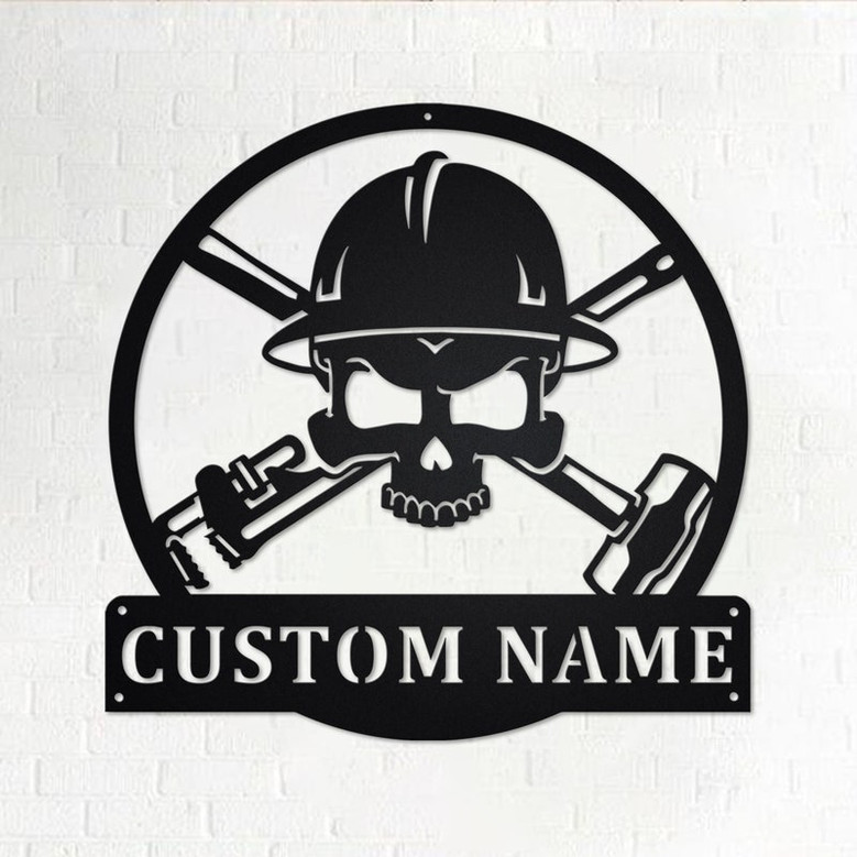 Custom Oil Field Roughneck Skull Metal Wall Art, Personalized Oil Field Roughneck Name Sign Decoration For Room, Oil Field Skull Home Decor