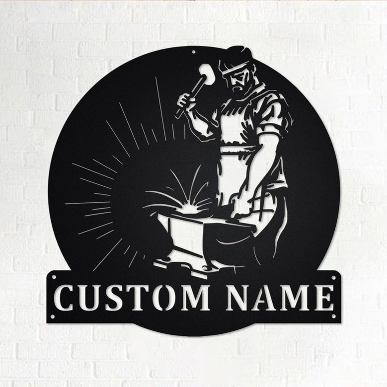 Custom Welder Blacksmith Metal Wall Art, Personalized Blacksmith Name Sign Decoration For Room, Blacksmith Home Decor, Custom Blacksmith