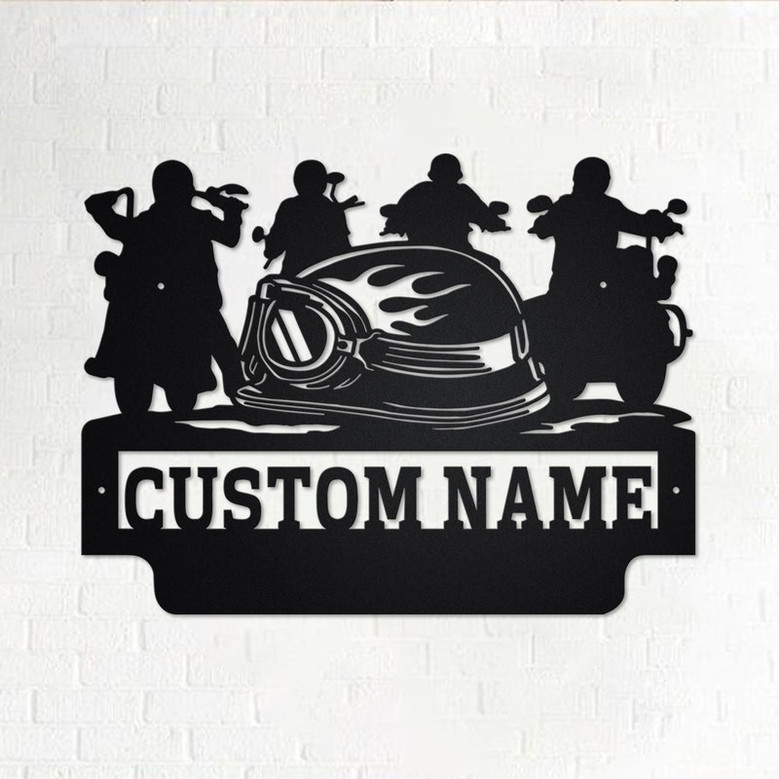 Custom Biker Squad Metal Wall Art, Personalized Biker Name Sign Decoration For Room, Biker Skull Metal Home Decor, Custom Biker, Biker Squad