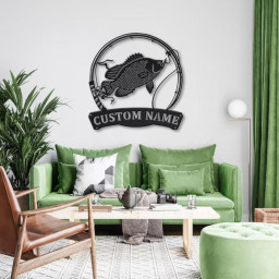Personalized Tripletail Fishing Fish Pole Metal Sign Art | Custom Tripletail Fishing Monogram Metal Sign | Fishing Gifts | Decor Decoration