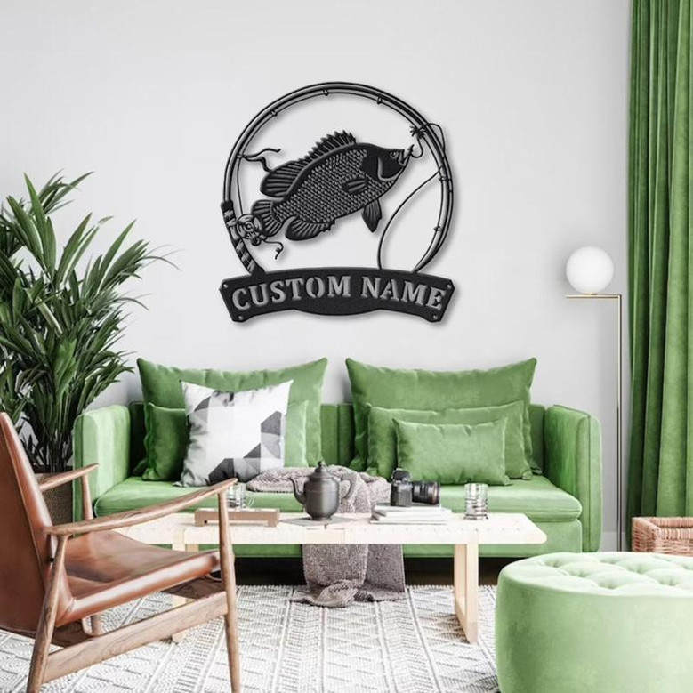 Personalized Tripletail Fishing Fish Pole Metal Sign Art | Custom Tripletail Fishing Monogram Metal Sign | Fishing Gifts | Decor Decoration