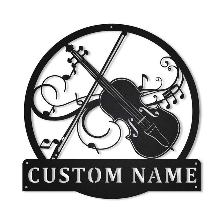 Personalized Violin Monogram Metal Sign Art | Custom Violin Monogram Metal Sign | Musical Instrument Gift | Music Gift