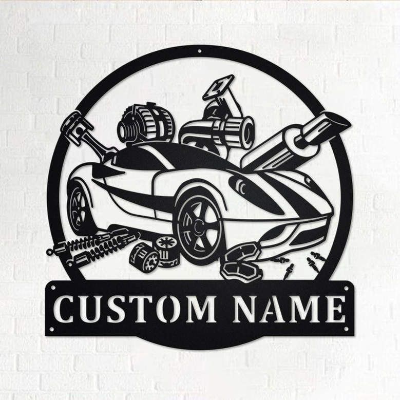 Custom Car Mechanic Metal Wall Art, Personalized Mechanic Name Sign Decoration For Room, Car Mechanic Metal Home Decor, Custom Car Mechanic