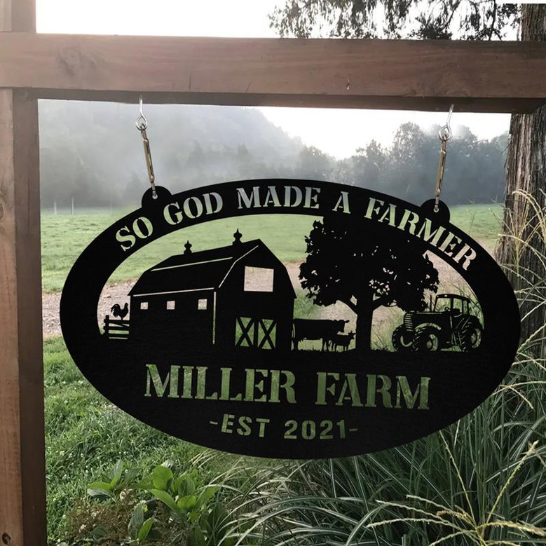 Personalized Metal Farm Sign Barn Cow Rooster Monogram Custom Outdoor Farmhouse Entry Road Front Gate Wall Decor Gift