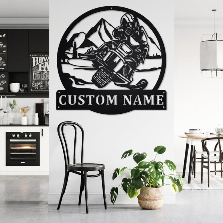 Custom Snowmobiler Metal Wall Art, Personalized Snowmobiler Name Sign Decoration For Room, Snowmobiler Home Decor, Custom Snowmobiler